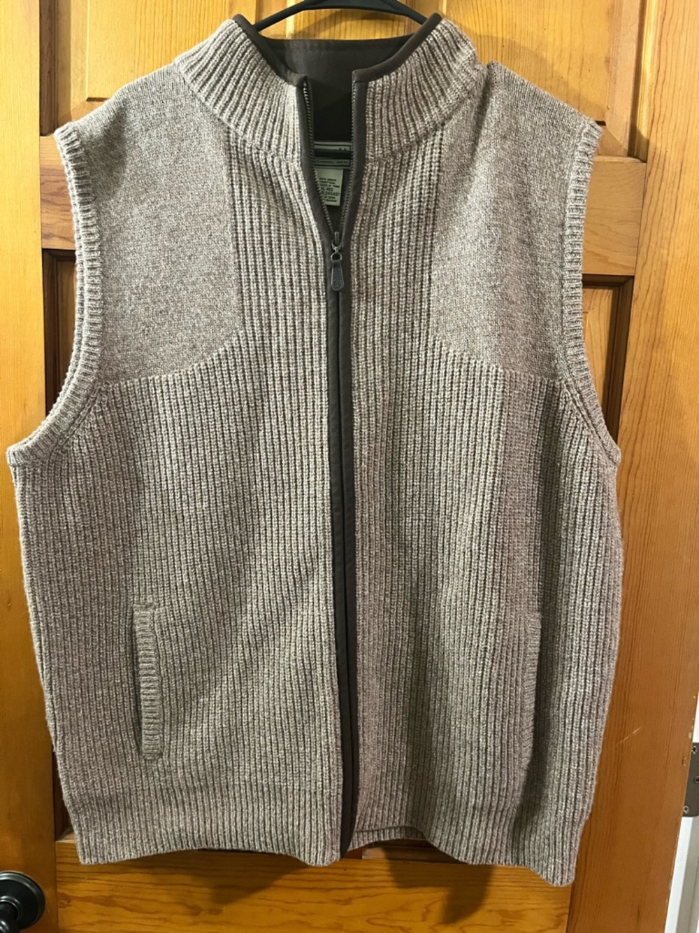 L.L. BEAN Men's Merino Lambs' Wool Waterfowl Sweater Vest Full-Zip Size XL Brown